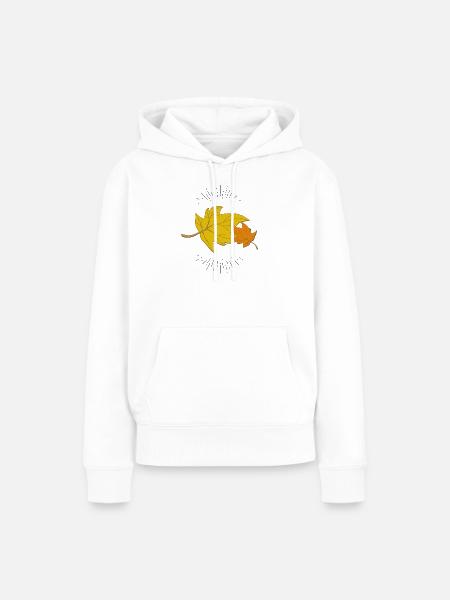 Herbstblatt mit Strahlen - Frauen Premium Bio Hoodie - Weiß