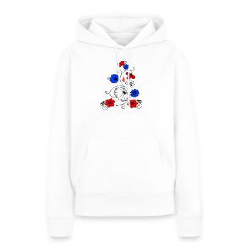 Fleur vigne avec papillon - Sweat à capuche Premium bio Femme - blanc - Devant - Julia (174cm)