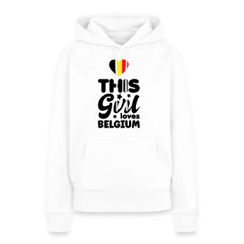 Belgique Flag Vintage Belgian Flag Used Look - Sweat à capuche Premium bio Femme - blanc - Devant - Julia (174cm)