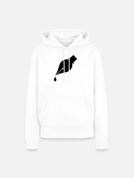 Tintenstift mit Tintentropfen - Frauen Premium Bio Hoodie - Weiß
