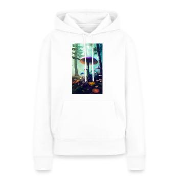 Forêt de champignons magiques 02 - Sweat à capuche Premium bio Femme - blanc - Devant - Julia (174cm)