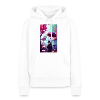 Forêt de champignons 01 - Sweat à capuche Premium bio Femme - blanc - Devant - Julia (174cm)