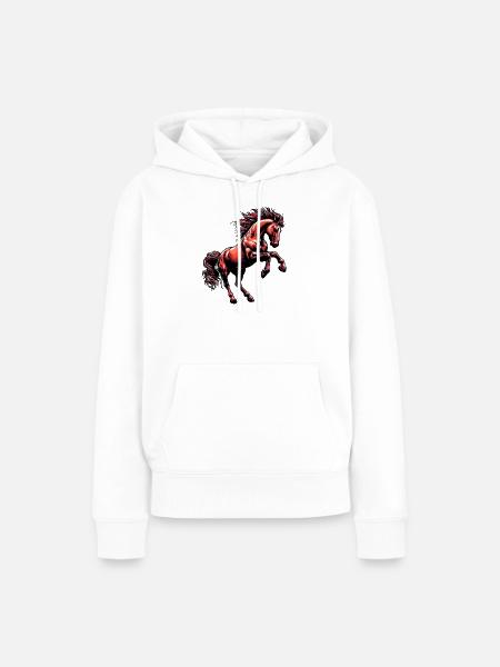 Pferd - Frauen Premium Bio Hoodie - Weiß