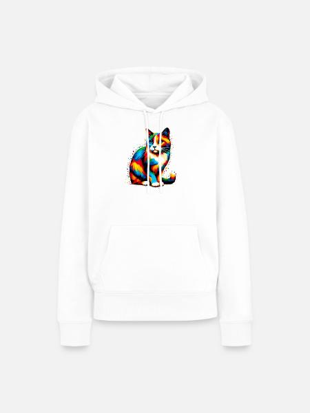 Katze - Frauen Premium Bio Hoodie - Weiß