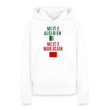 Moitie Algerien Moitie marocain - Sweat à capuche Premium bio Femme - blanc - Devant - Julia (174cm)