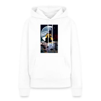 Paysage urbain futuriste avec des silhouettes - Sweat à capuche Premium bio Femme - blanc - Devant - Julia (174cm)