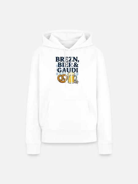 brezn, bier und gaudi - Frauen Premium Bio Hoodie - Weiß