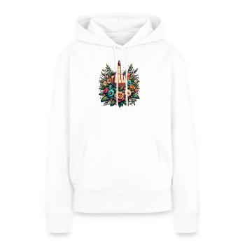 Rébellion florale - Sweat à capuche Premium bio Femme - blanc - Devant - Julia (174cm)