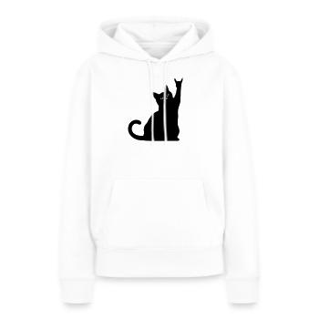 Schwarze Katze – Devil Horns Silhouette - Frauen Premium Bio Hoodie - Weiß - Vorne - Julia (174cm)