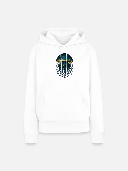 Leuchtende Tiefseequalle Galaxis - Frauen Premium Bio Hoodie - Weiß
