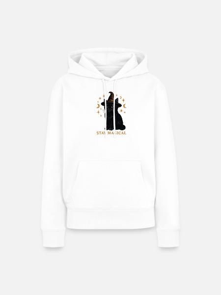 Katzenzauber im Hexenhut - Frauen Premium Bio Hoodie - Weiß