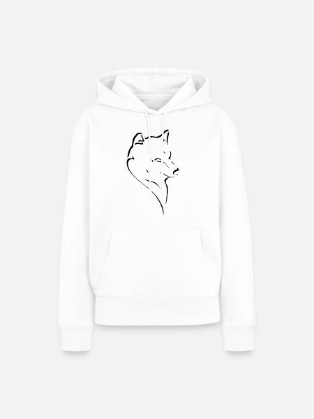 Wolfskopf Linienstudie - Frauen Premium Bio Hoodie - Weiß