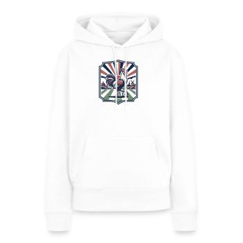 Style vintage graphique French Rooster - Sweat à capuche Premium bio Femme - blanc - Devant - Julia (174cm)