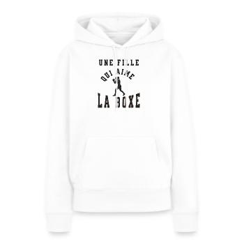 Fille qui aime la boxe - Sweat à capuche Premium bio Femme - blanc - Devant - Julia (174cm)