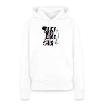 Ils ne nous aiment pas Typographie de rue - Sweat à capuche Premium bio Femme - blanc - Devant - Julia (174cm)