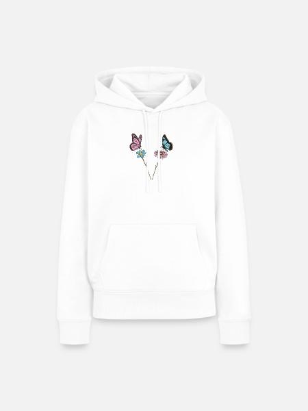 Pastell-Schmetterlingsblüte-Duo - Frauen Premium Bio Hoodie - Weiß