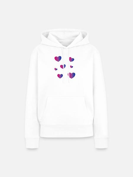 Bi Pride Herzen - Frauen Premium Bio Hoodie - Weiß