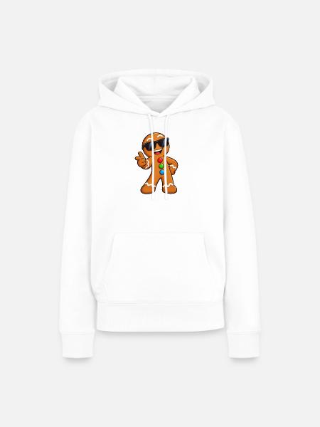 Coole Lebkuchenmann mit Sonnenbrille - Frauen Premium Bio Hoodie - Weiß