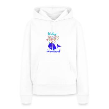 Carnaval, Carnaval, Baleine, Confettis, Helau - Sweat à capuche Premium bio Femme - blanc - Devant - Julia (174cm)