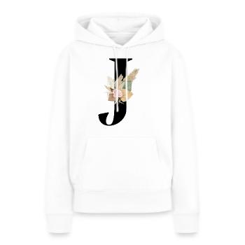 lettre J fleuris - Sweat à capuche Premium bio Femme - blanc - Devant - Julia (174cm)