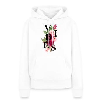Vibes flowers - Sweat à capuche Premium bio Femme - blanc - Devant - Julia (174cm)