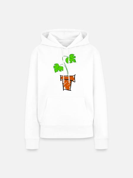 Monstera-Pflanze - Frauen Premium Bio Hoodie - Weiß