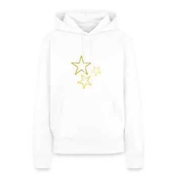 ETOILE. STAR. ETOILES. FÊTE. ANNIVERSAIRE. NOËL - Sweat à capuche Premium bio Femme - blanc - Devant - Julia (174cm)