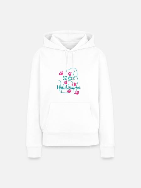 Hundemama - Frauen Premium Bio Hoodie - Weiß