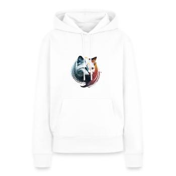 Chat blanc contraste chaleur froide - Sweat à capuche Premium bio Femme - blanc - Devant - Julia (174cm)