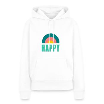 HAPPY. HAPPINESS. FREEDOM. POSITIVE. POSITIF - Sweat à capuche Premium bio Femme - blanc - Devant - Julia (174cm)