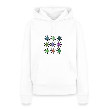 ETOILE. ETOILES. STAR. ETOILES. FÊTE. ANNIVERSAIRE - Sweat à capuche Premium bio Femme - blanc - Devant - Julia (174cm)