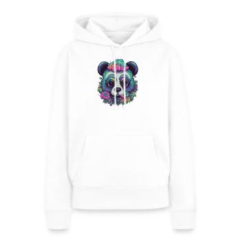 Panda psychédélique - Sweat à capuche Premium bio Femme - blanc - Devant - Julia (174cm)
