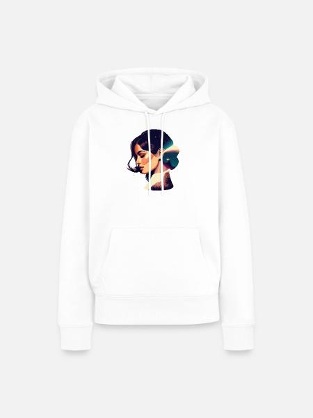 Kosmische Traumfrau Illustration - Frauen Premium Bio Hoodie - Weiß