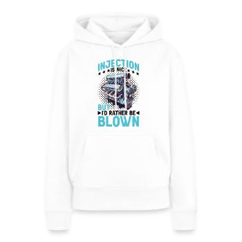 L’injection est agréable mais je préfère être soufflé 15 - Sweat à capuche Premium bio Femme - blanc - Devant - Julia (174cm)