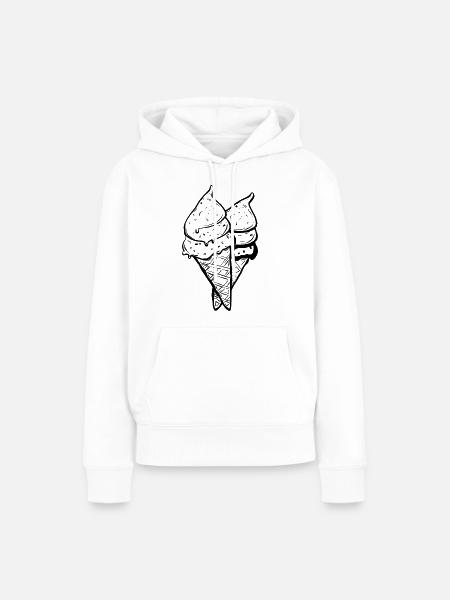 Eiswaffeln Zeichnung - Frauen Premium Bio Hoodie - Weiß