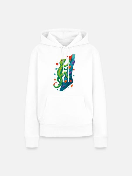 Bouldern Gecko Klettertier Klettern Echse Geschenk - Frauen Premium Bio Hoodie - Weiß
