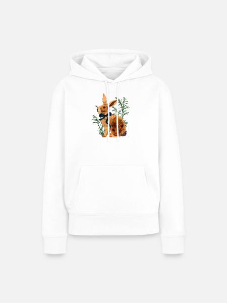 Aquarell Hasenporträt mit Schleifenband - Frauen Premium Bio Hoodie - Weiß