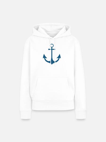 Anker Silhouette Nautisch - Frauen Premium Bio Hoodie - Weiß