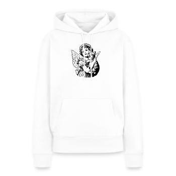 Engel mit Katze – Cherub Vintage Illustration - Frauen Premium Bio Hoodie - Weiß - Vorne - Julia (174cm)