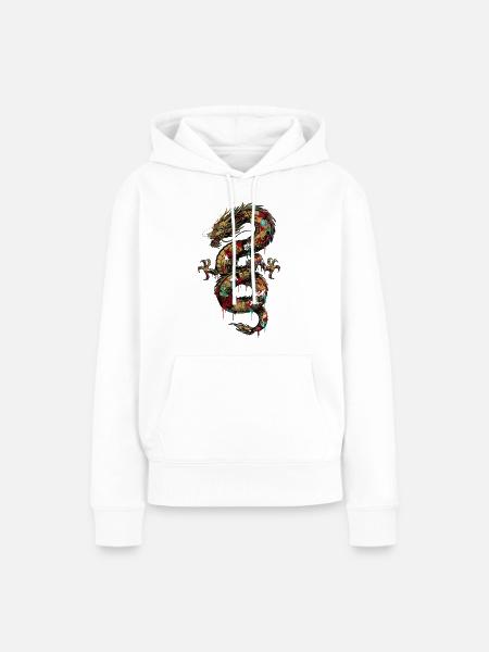 Graffiti Drache Streetart Tattoo Kunst - Frauen Premium Bio Hoodie - Weiß