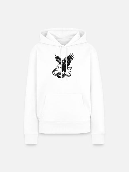 Adler gegen Schlange Silhouette - Frauen Premium Bio Hoodie - Weiß