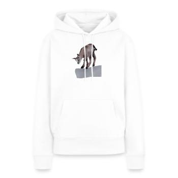 Gams am Fels - Frauen Premium Bio Hoodie - Weiß - Vorne - Julia (174cm)