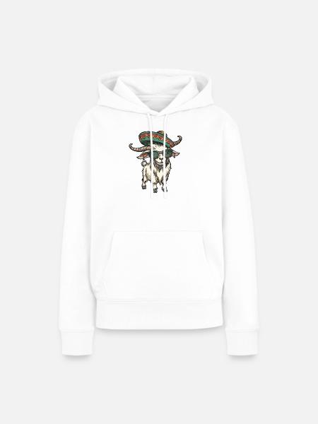 Bergziege Comic Lustig Sombrero - Frauen Premium Bio Hoodie - Weiß