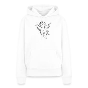 Motif du poing ange du chérubin volant - Sweat à capuche Premium bio Femme - blanc - Devant - Julia (174cm)