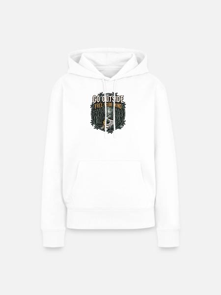 Go Outside Be Free - Frauen Premium Bio Hoodie - Weiß