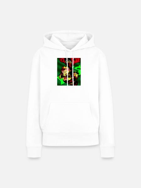 Geometrischer Neon-Tierkopf mit Sonnenbrille - Frauen Premium Bio Hoodie - Weiß