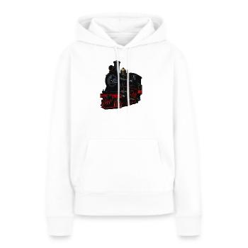 Aspect rétro de locomotive à vapeur - Sweat à capuche Premium bio Femme - blanc - Devant - Julia (174cm)