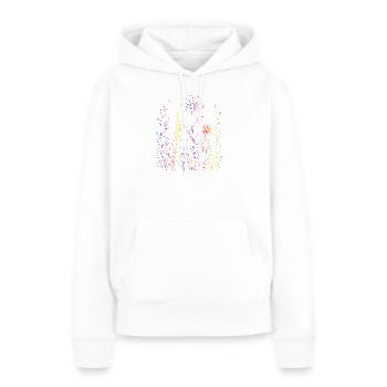 Illustration au trait colorée de prairies florales - Sweat à capuche Premium bio Femme - blanc - Devant - Julia (174cm)