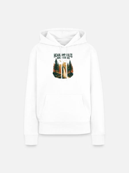 Trailrunning – Headlight Miles Build Legends - Frauen Premium Bio Hoodie - Weiß