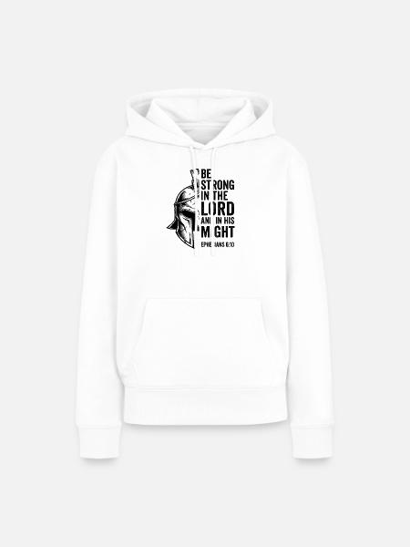 Starker Glaube Helm - Frauen Premium Bio Hoodie - Weiß